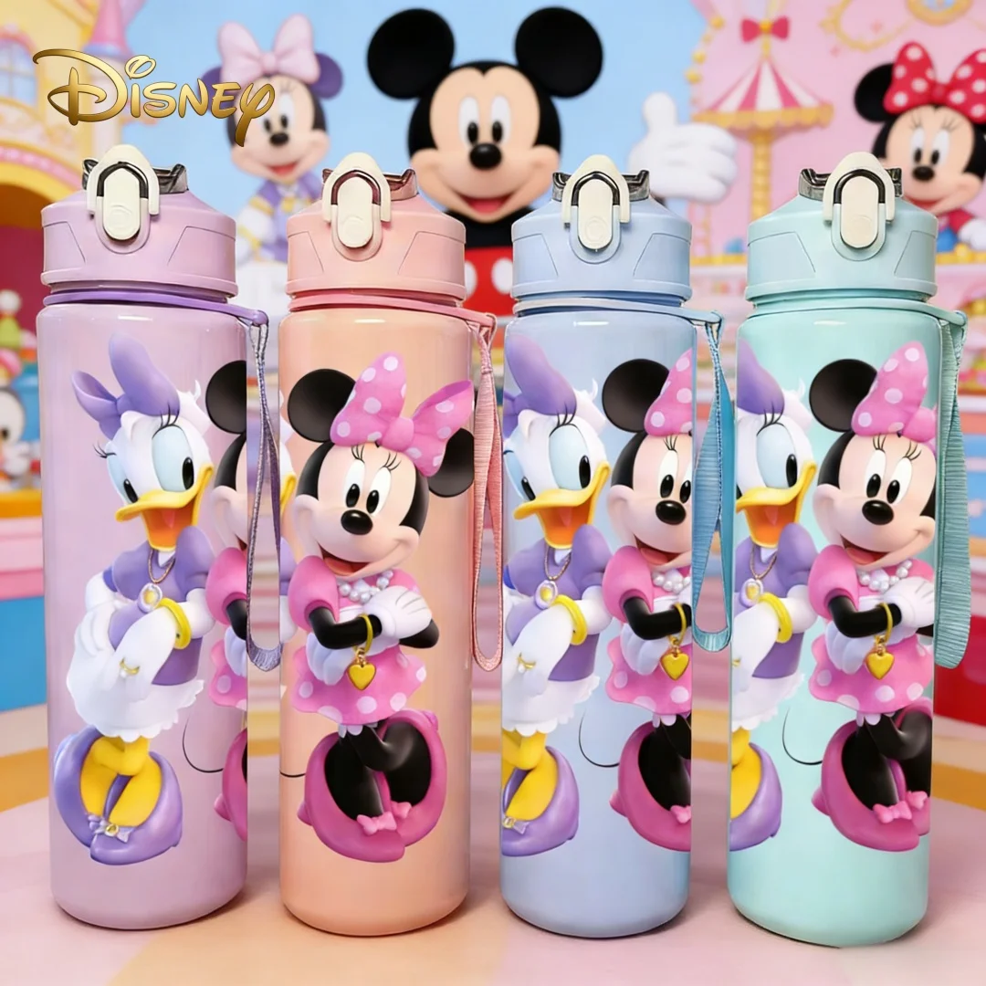 

Бутылка для воды с 3D-принтом Дисней: Минни и Дейзи Дак, оригинальный дизайн, устойчивая к выцветанию, высокоэстетичная кружка с трубочкой