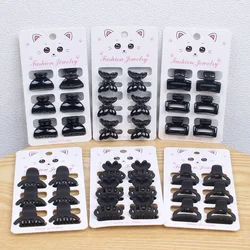 Mini pequeno tamanho grab clip para mulheres e meninas, simples cabelo quebrado artefato, testa trançada cabelo, preto bangs, clip lateral, 6pcs por conjunto