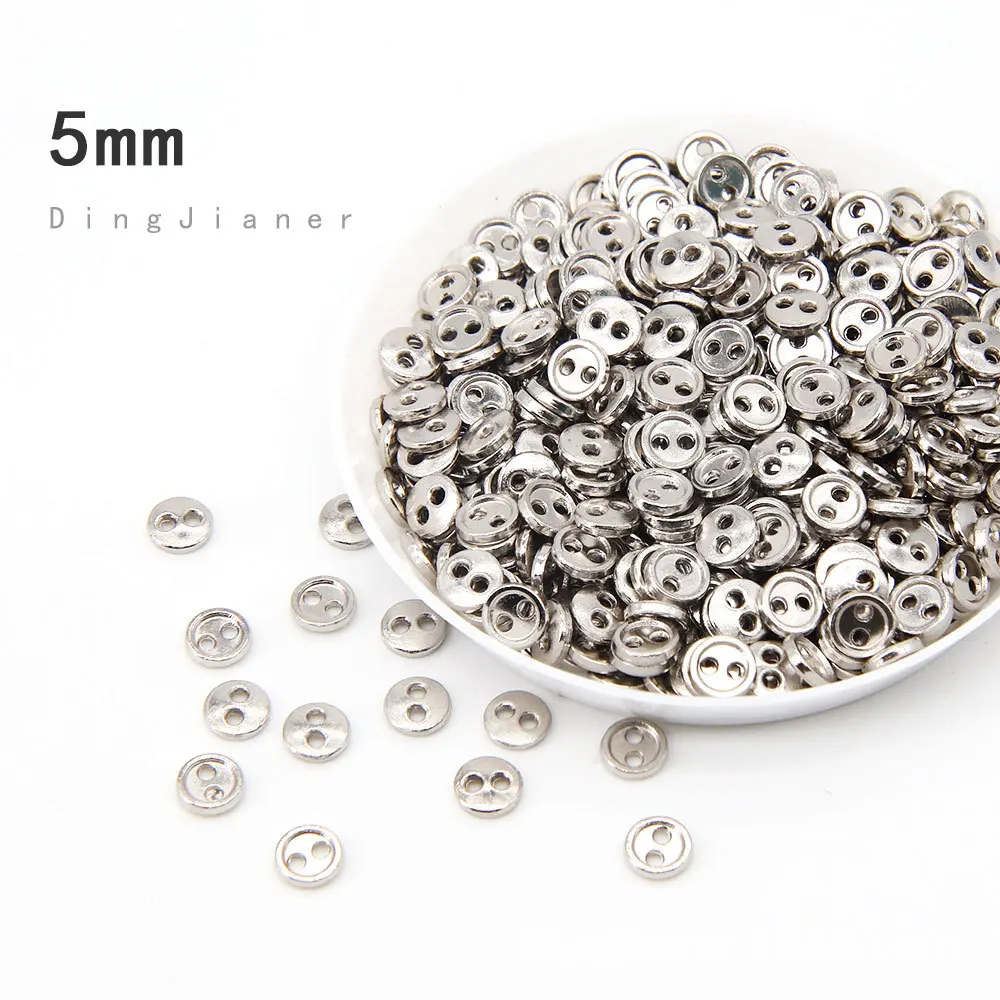 50pcs 3mm-8mm Mini Metal Buttons for DIY Doll Clothes Round Buckles 2 Holes Button Scrapbooking Buttons Sewing Accessory