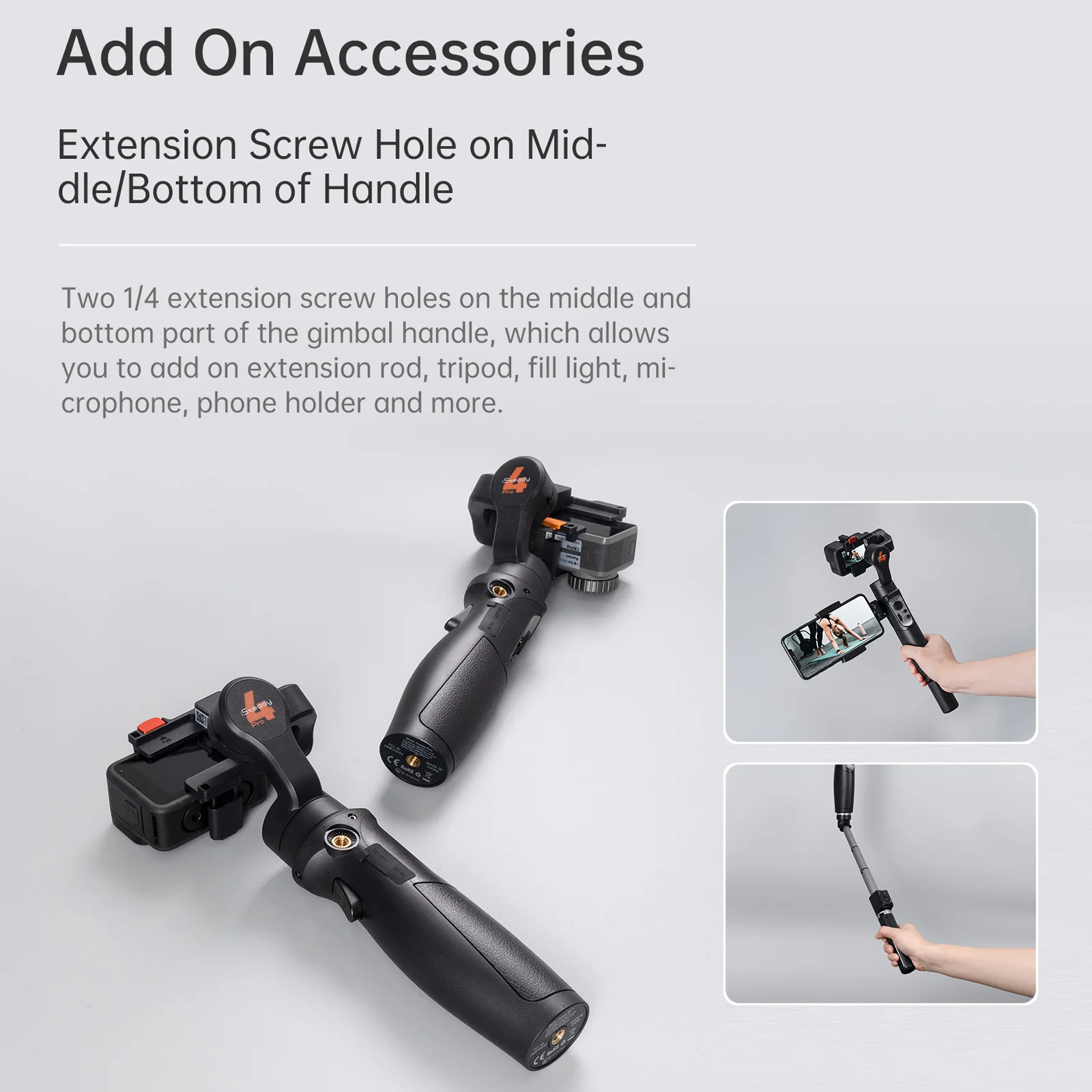 Hohem iSteady Pro 4 Action Camera Gimbal 3-Axis Handheld stabilizer for GoPro 11/10/9/8/7 Insta360 One R DJI OSMO Action