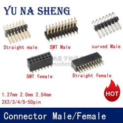 10Pcs 1.27mm 2.0mm 2.54mm Pitch 2x2/3/4-50P Double Row Male Female Pin Header PCB Board Connector 1.27 Pin header Socket SMD SMT