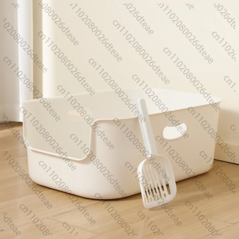 Large Open Cat Litter Box Extra Large High Sided Anti Scatter Deep Thickened Cat Toilet Easy Clean Big Cat Litter Pan Pet