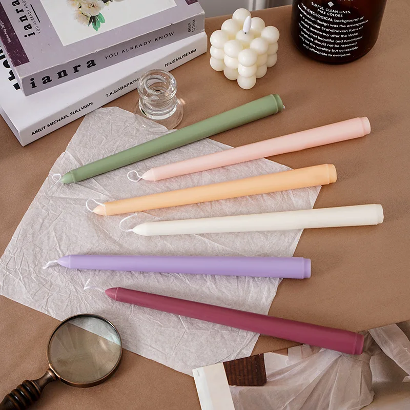 φ2*L25cm Colorful Stick Candles for Roantic Dinner Home Decor Household Stick Candles for Emergency Scented Candles for Party