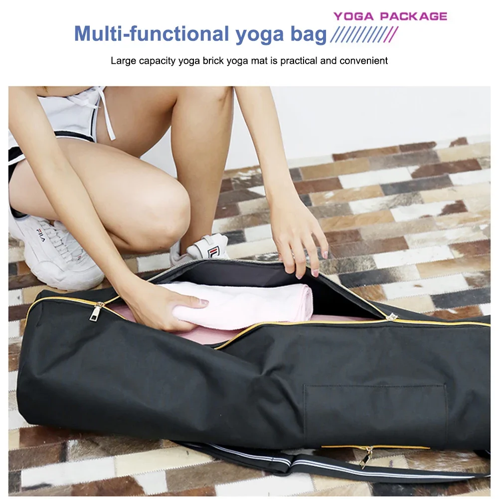 Portable 80cm Oxford Cloth Yoga Mat  Bag Wear-resistant Yoga Mat Bag Adjustable Carrier Pocket Foldable Washable Fitness Pouch