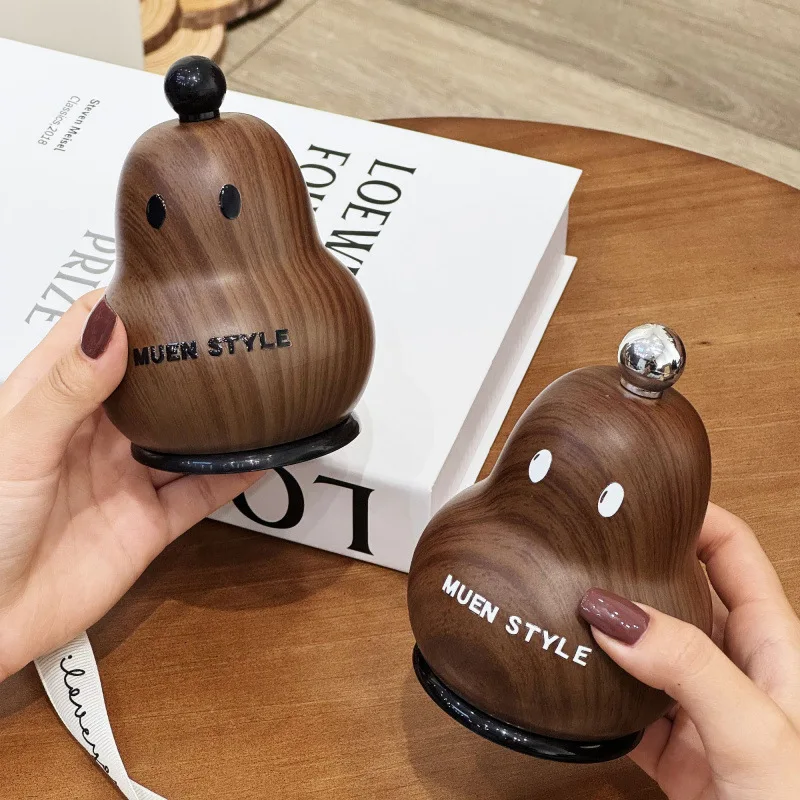 

Creative Pear Shaped Toothpick Box, Wood Grain, Light Luxury Dental Floss Storage Box, Gourd Cotton Swab Holder