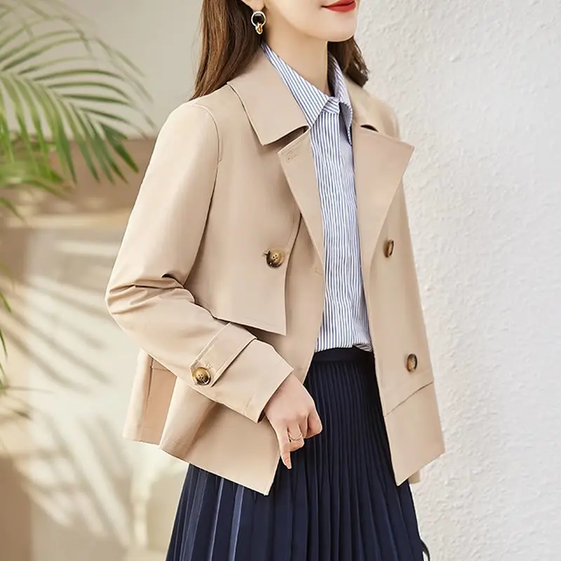 Zwarte vrouwelijke trenchcoat Winter minimalistische drukkwaliteit Goth High-end gevoel Flatterend bedekkend regen Maillard Mujer Front