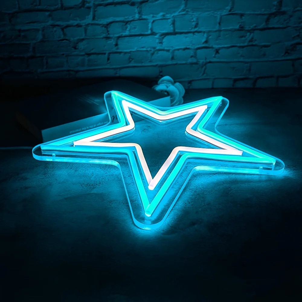 Star Neon Sign Dimmable Game Star Neon Lights for Bedroom Man Cave Holiday Party Room Game Room Decor USB Powered Gamer Gifts