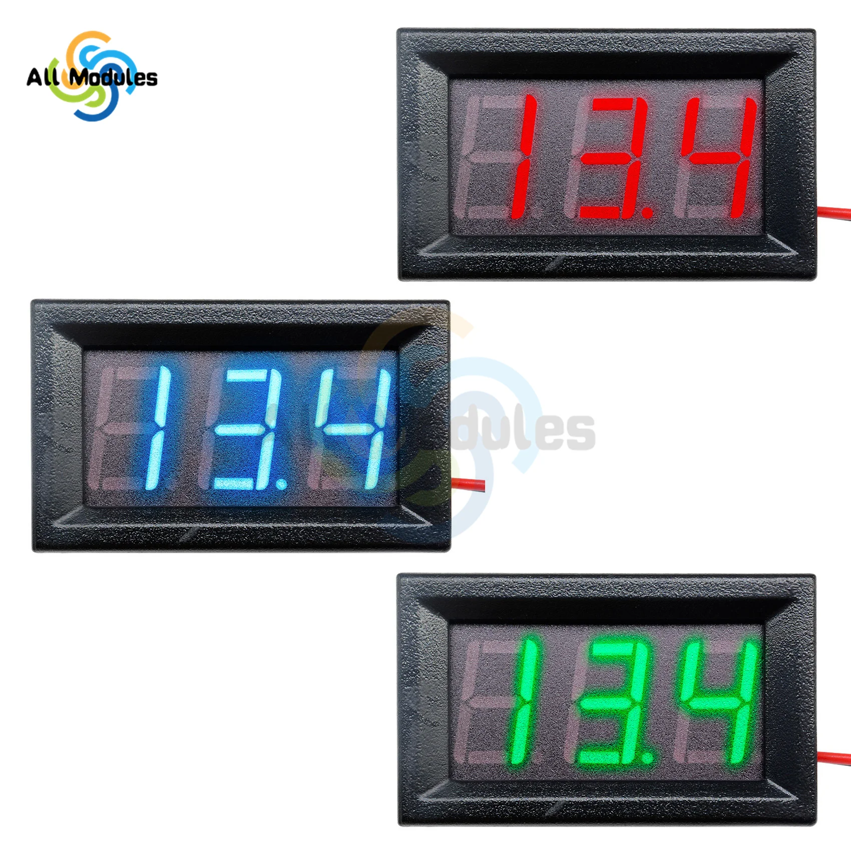 Mini LED Voltage Meter 0.56 Inches Panel Voltmeter Red/Blue/Green 3 Bit Tube LED Digital Voltmeter Voltage Tester DC 4.5 -30V