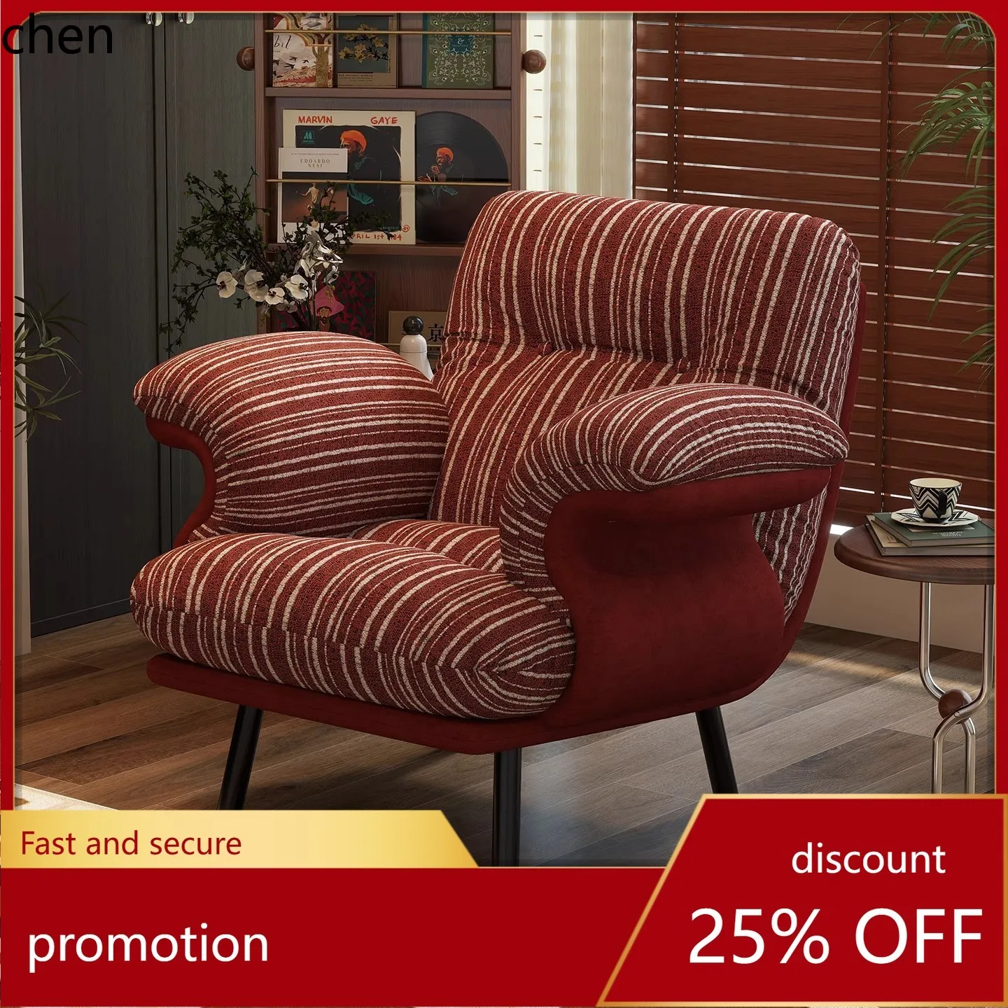 

CZ Vintage Single Sofa Chair, Mid-Century Style Single Chair for Living Room and Balcony, Resting Armchair with Backrest