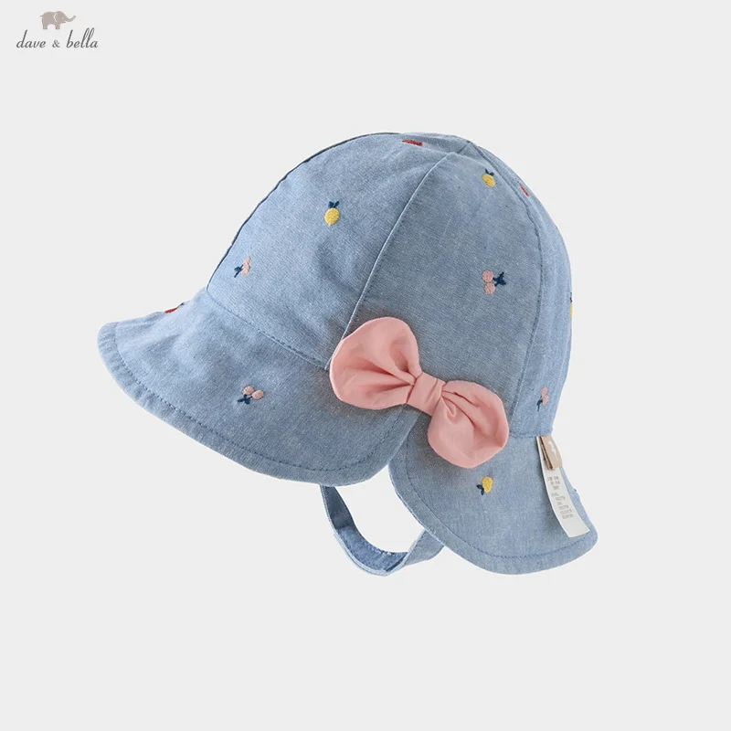 Dave Bella Kids Hat Spring Girls Pink Bow Baby Children Fashion Fisherman's Hat DB1250946