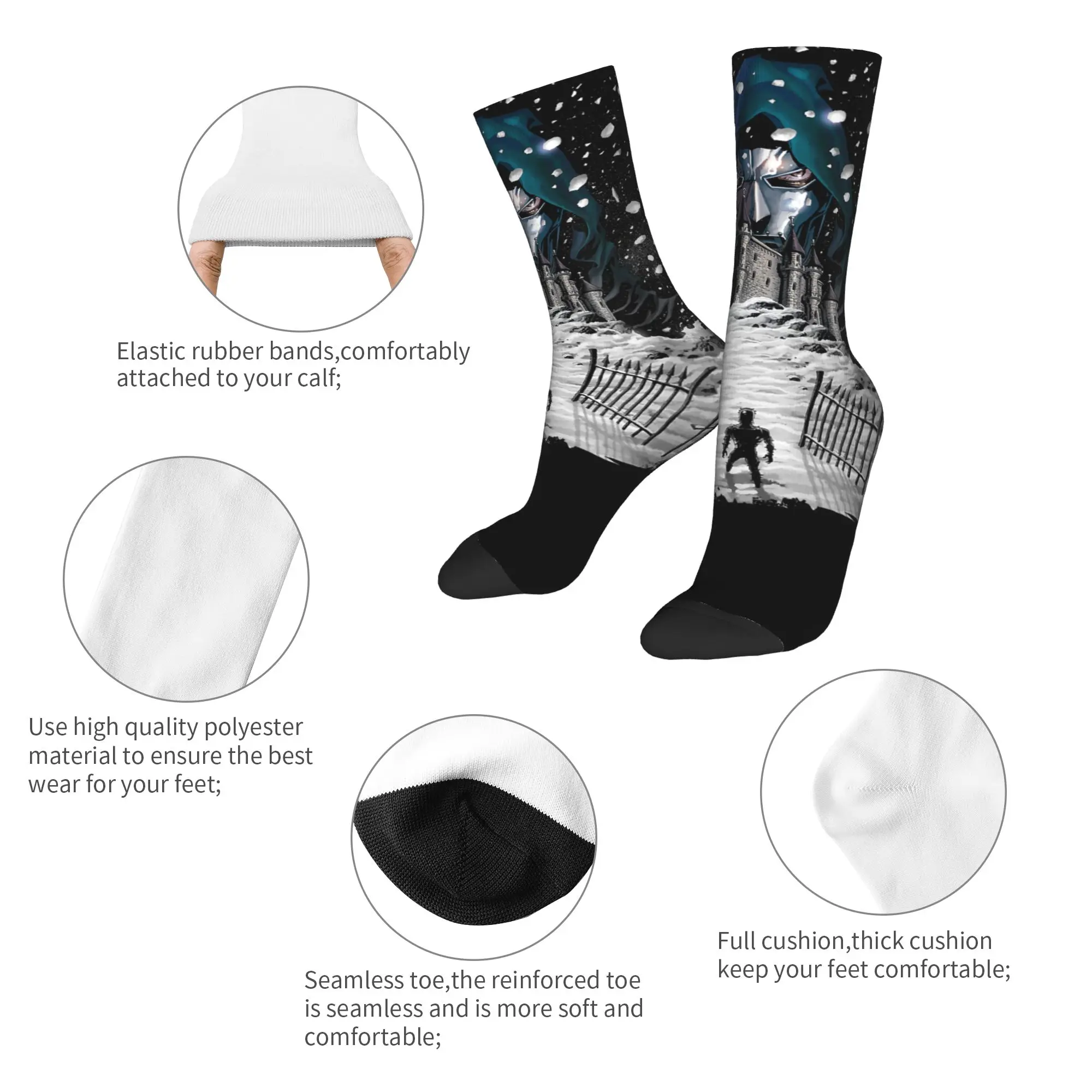 رائعة أربعة طبيب الموت القلعة صورة جوارب نمط الرجعية الجوارب الشتاء عدم الانزلاق الجوارب الرجال تشغيل جوارب عالية الجودة #6