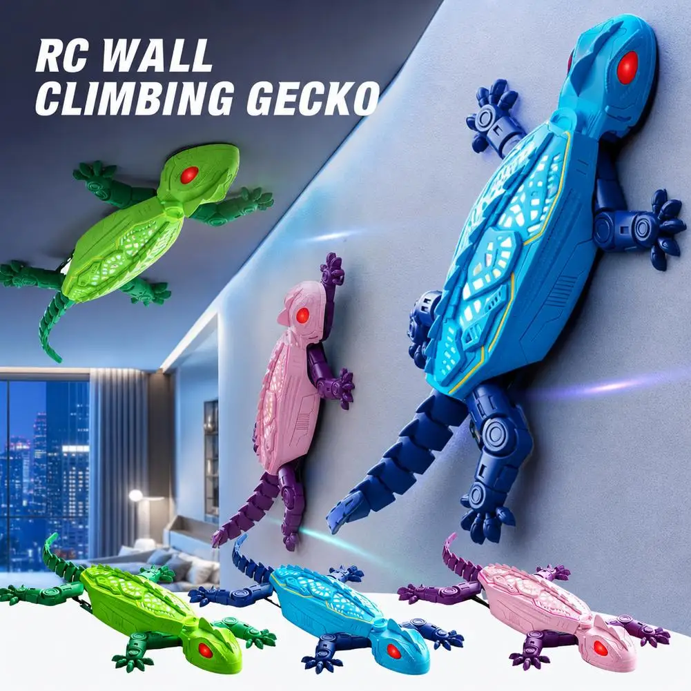 Wall Climbing RC Gecko Toy Electric Remote Control Wall Climbing Car 360 Degree Rotation LED Eye Light Halloween Toys