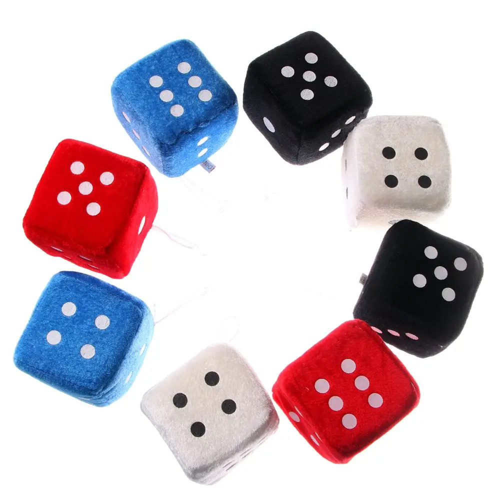 

8x8x8cm 1Pair Light Up Zone Auto Vintage View Accessories Red Dice Fuzzy Car Hanging