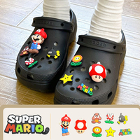 8Pcs Super Mario Anime Shoe Decorations Accessories Charms for Clogs Bubble Slides Sandals 3D Cartoon DIY Detachable Shoe Flower