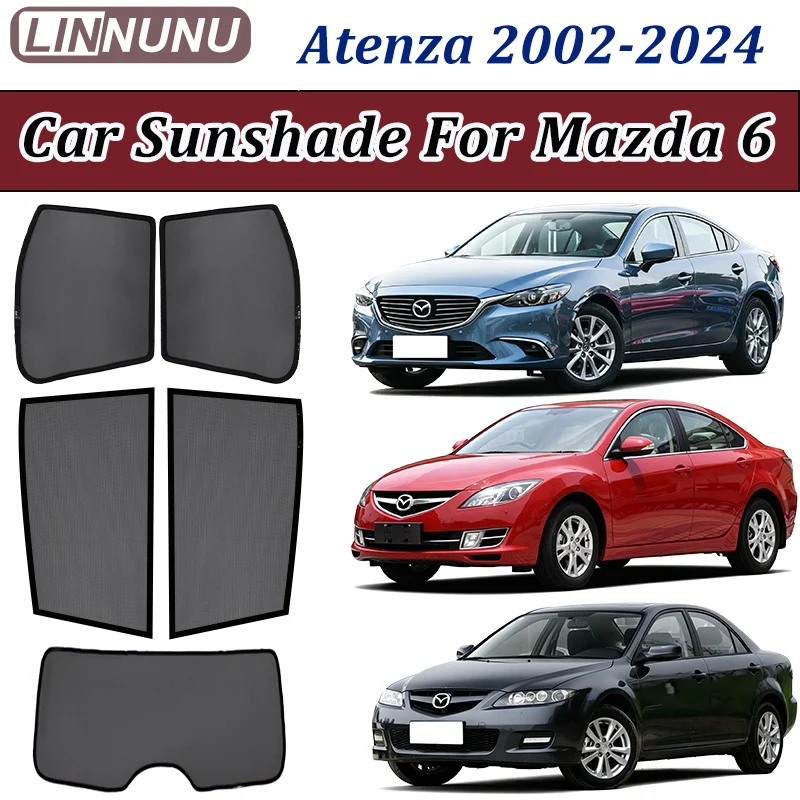 Солнцезащитная шторка LINNUNU для Mazda 6 Atenza Sedan (2002-2012-2024), магнитная сетка на окно, защита от УФ-излучения