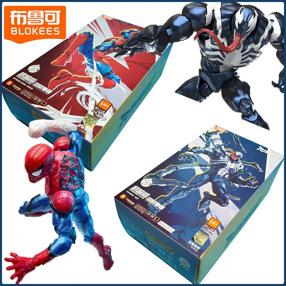 

BLOKEES Genuine Marvel Champion Class Action Figures Venom Spider-man Cartoon Movable Assembled Model Toys Gift for Collectors