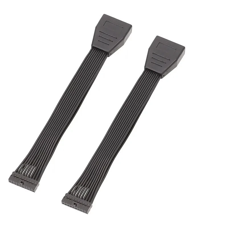 AngituFront Panel USB3.0 19Pin Motherboard Extension Cable Blocked by Graphics Card Cable Black Flat Flex Cable 19PIN USB Cable