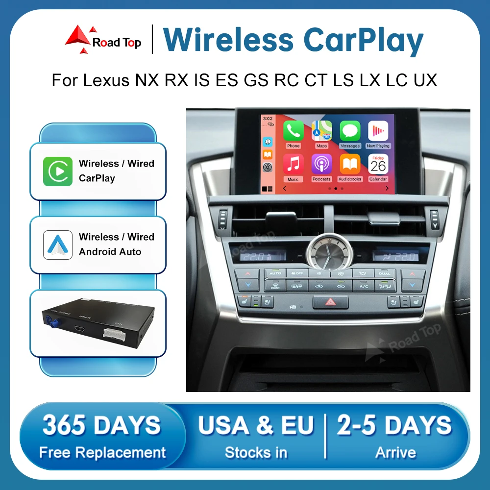 

Wireless CarPlay Android Auto for Lexus NX RX IS ES GS RC CT LS LX LC UX 2014-2019 with Mirror Link AirPlay Car Play Functions