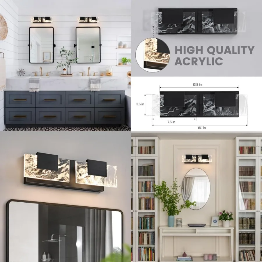 LED Bathroom Vanity:16in Matte Acrylic Modern ing Fixtures - Contemporary Smoke Design Wall s Fixture Over Mirror 000K