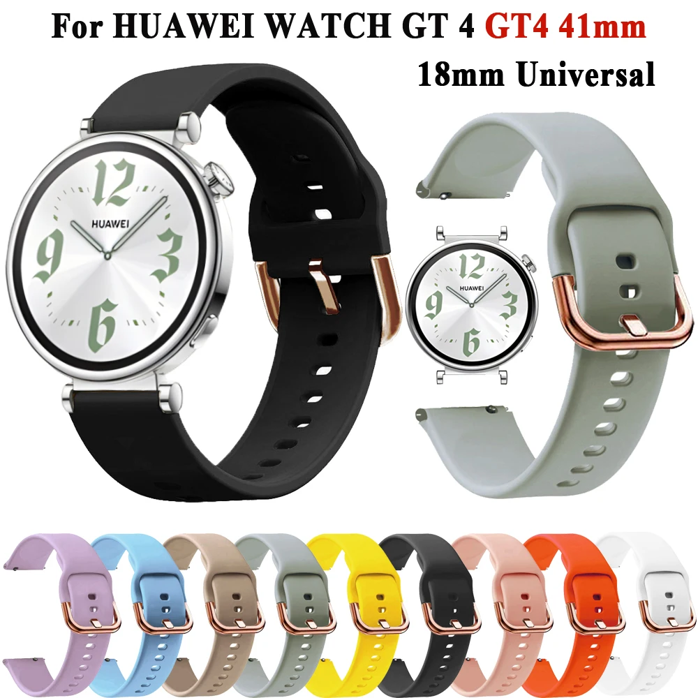 18mm Silicone Watch Band Strap Bracelet For Huawei Watch GT 4 GT4 41mm Replacement Wristband For Vivoactive 4S Women Belt Correa