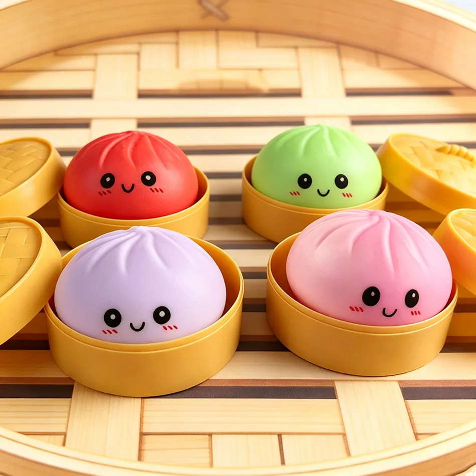 Colorful Dumpling Squish Fidget Toy, Low‑Rebound Reusable Decompression Dough Stress Ball, Unique Home Decor, Novelty Gift