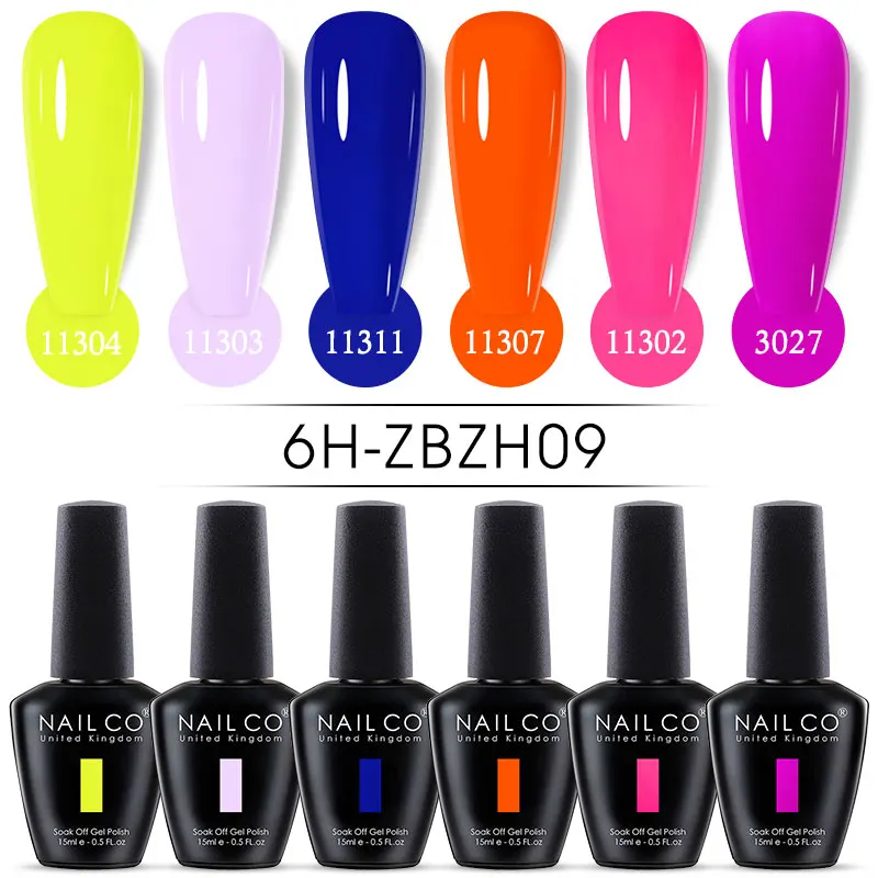 NAILCO 6pcs Gel Nail Polish Set Nail Art Top Base Coat Gel Vernish Nail Glue Vernis Semi Permanent Manicure Nail Gel Polish Set