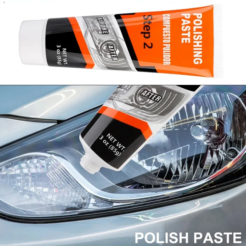 Kit de reparo de farol de carro, restauração de farol, pasta de limpeza, luz de carro, proteção uv, restauração, kit de almofada de polimento para