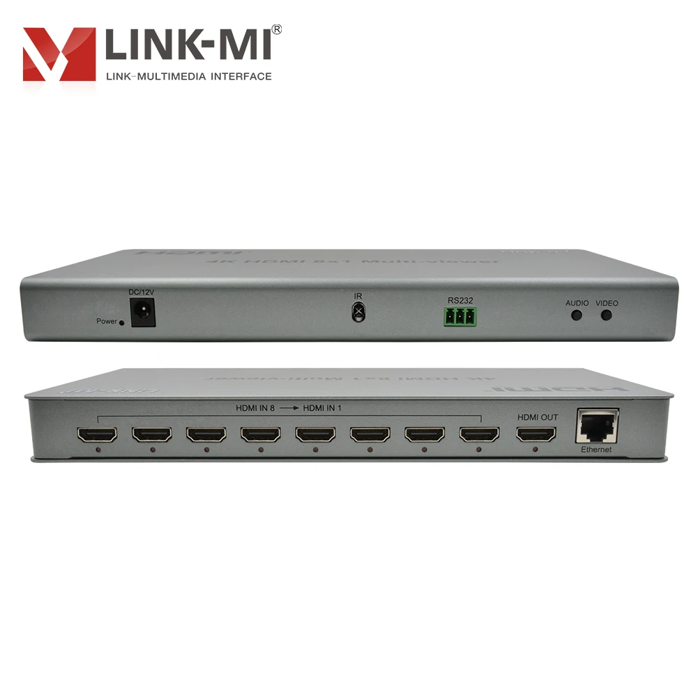 8x1 per splitter switch continuo HDMI 8 ingressi 1 uscita con supporto PIP/PBP Controllo RS232/IR per videoconferenze su pareti