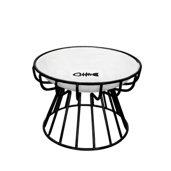 New Pet Ceramic Bowl Iron Rack Cat Food Snacks Canned Plate Anti-Black Chin Anti-Turning Water Does Not Leak Easy To Eat 2024