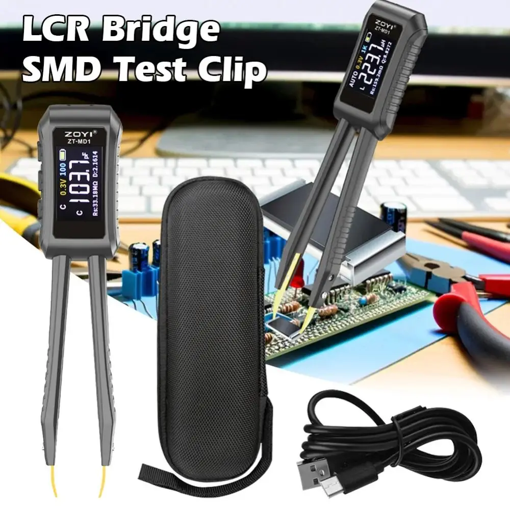 Smart Mini Digital Tweezer OLED Display Auto Scan LCR SMD ESR Tester Wide Measurement Range High Precision Tweezer Multimeter