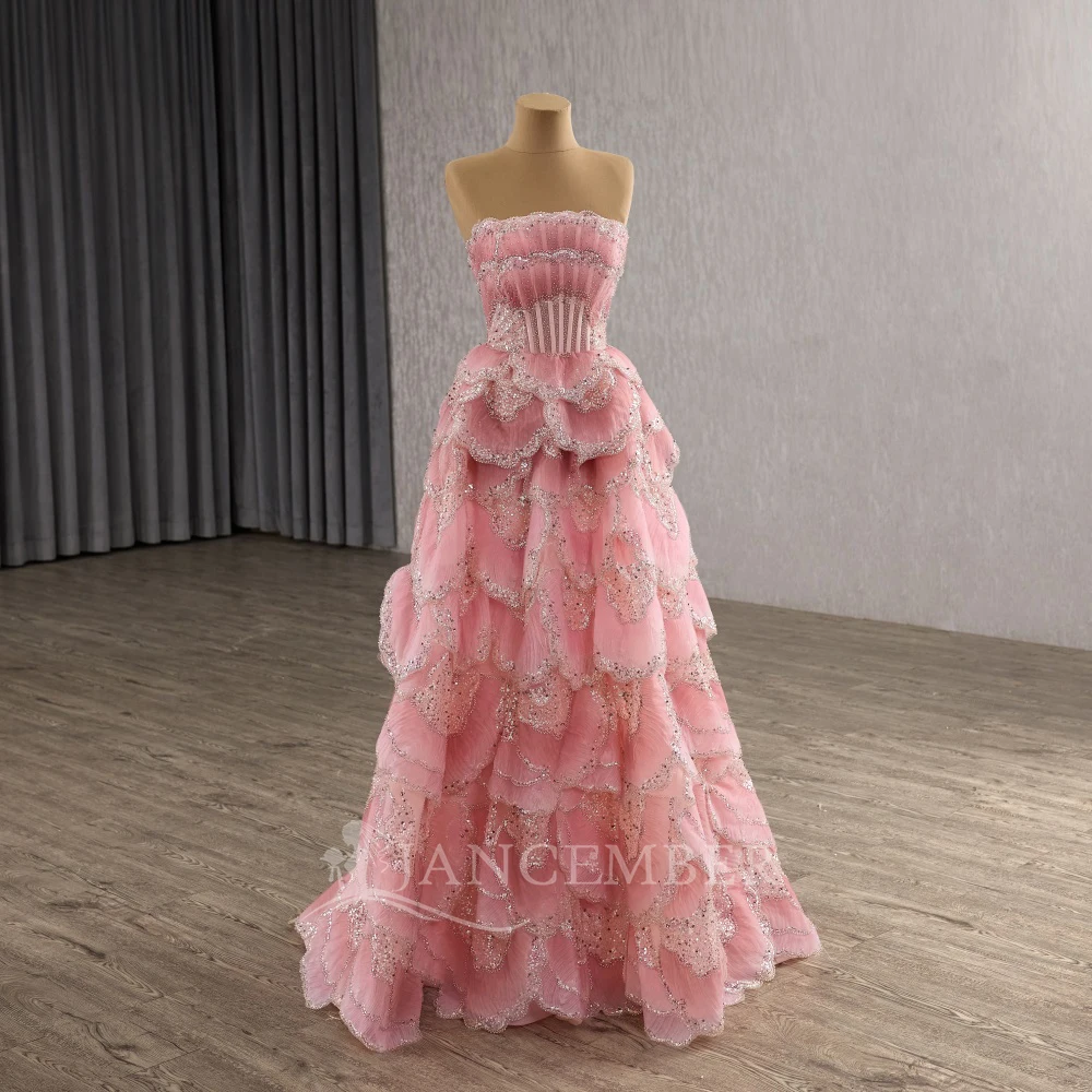 

A-line Dresses for Girls Sequin Tiered Beads Wedding Party Dress Vestidos de 15 Quinceanera Customized فساتين للمناس