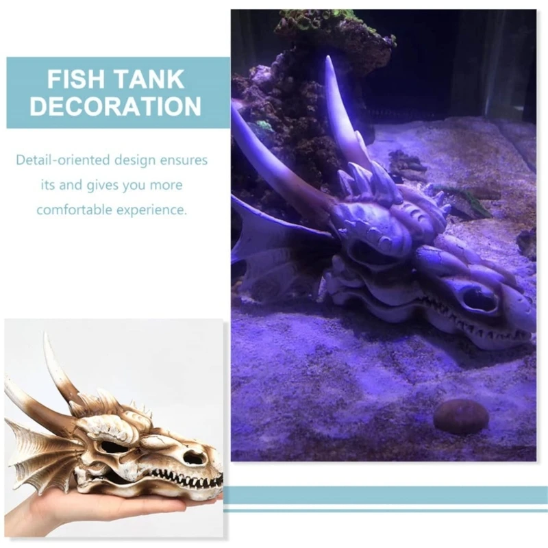 Aquariums Resin Dinosaur Skull House Shelter Decorations Aquatic Pet Hideouts Cave Fish Tanks Ornament Scene Landscape Y5GB