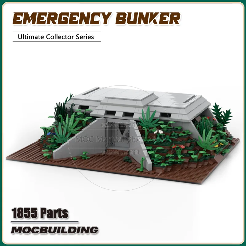 Dinosaur World MOC Building Blocks Emergency Bunker Bricks Fence and Restroom Display Architecture Model Toys Xmas Gifts