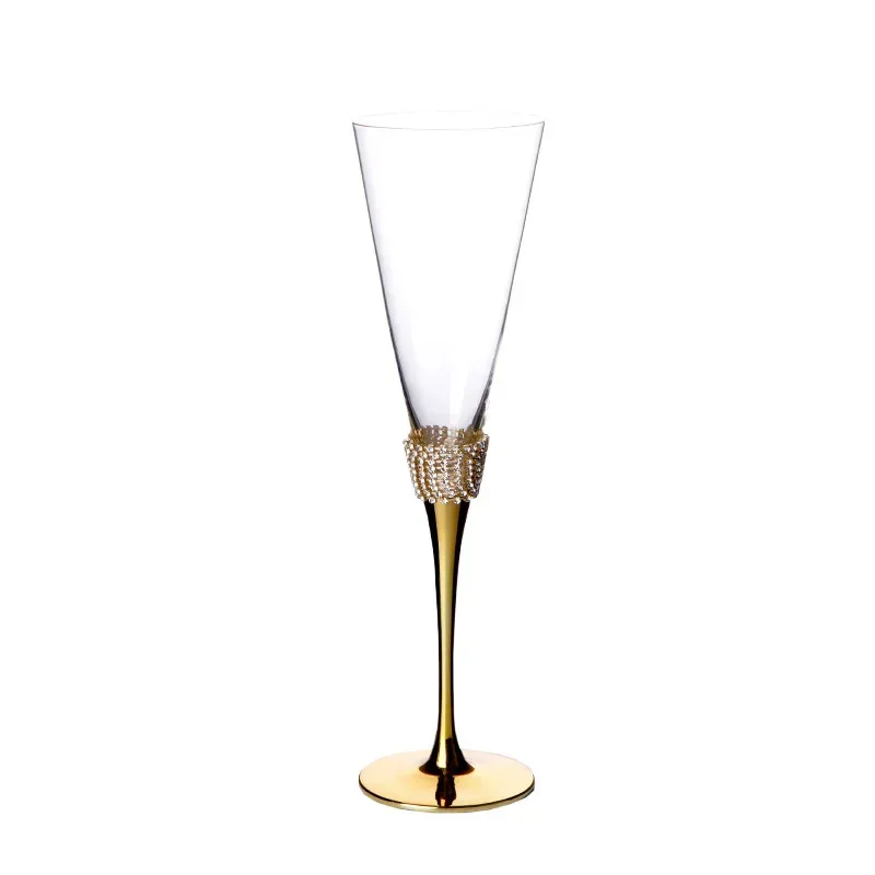 Champagne glass, creative diamond-encrusted crystal glass goblet, wedding banquet pair, cup, clubhouse, golden wine gift box view 5