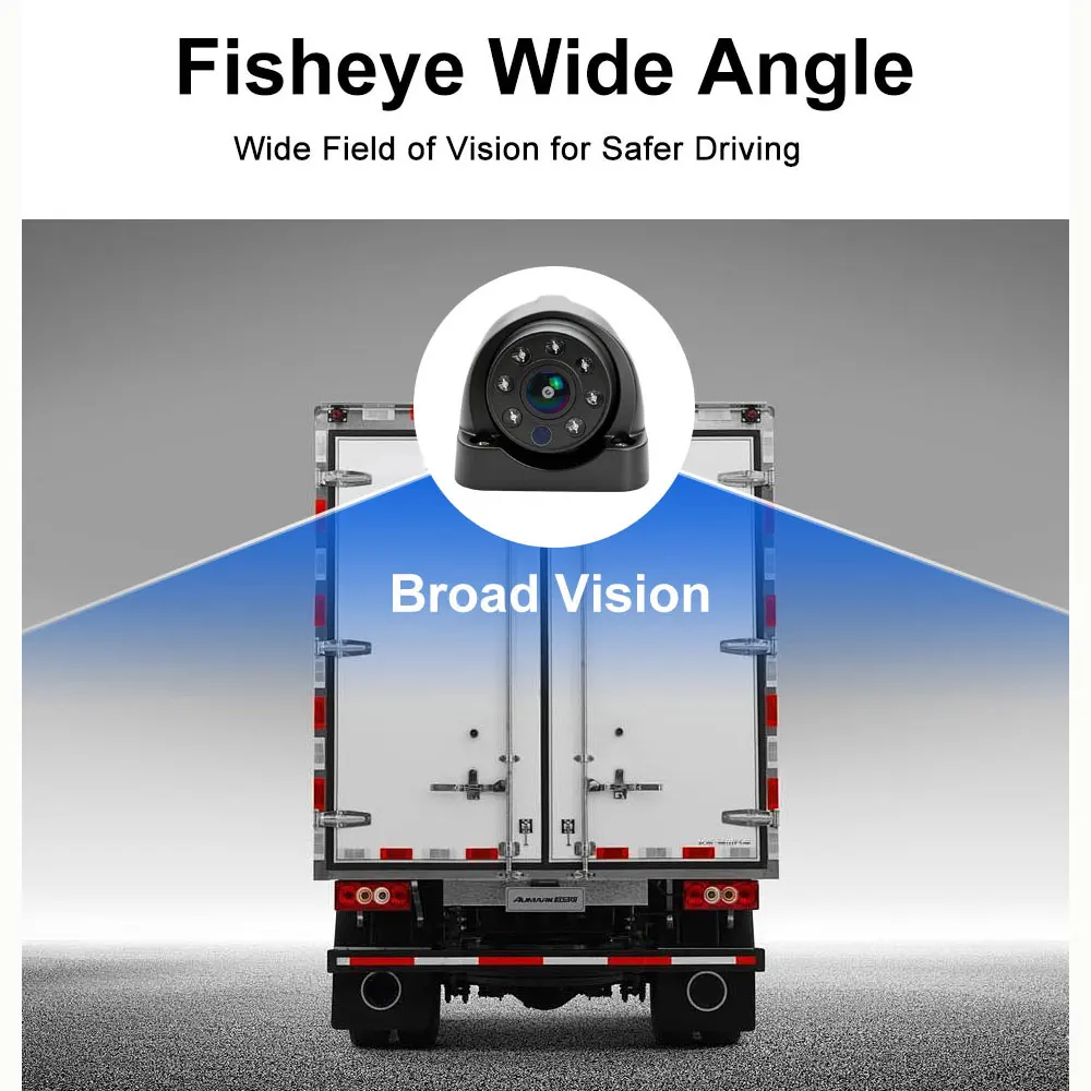 Starlight Night Vision Fisheye Waterproof Vehicle Backup Camera, Cut Wire Control Mirror Image Front/Rear View for Truck Bus RV