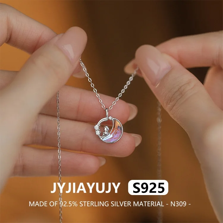 

JYJIAYUJY 100% Whole Original Sterling Silver S925 Pendant Necklace Star Moon And Prince Fashion Woman Jewelry Gift Use N309