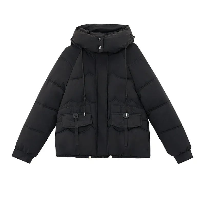 Giacca invernale in cotone corto, ampio e spesso da donna nuova 2024, alla moda e casual, giacca in cotone rosso Internet, alla moda