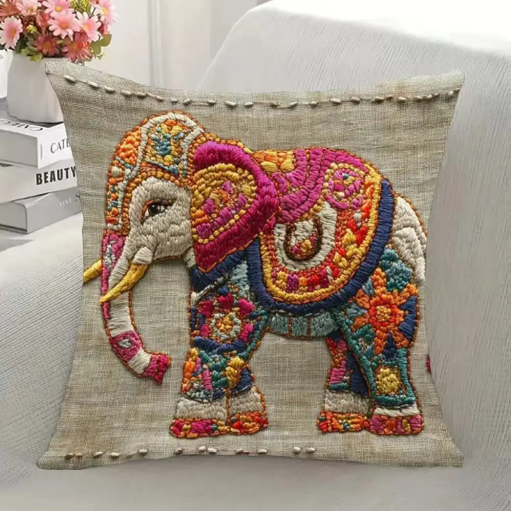 

Cute Colorful Elephant Printing Pillowcase for Home Office Hotel Decorations Kids Adult Bedroom Cushion Cover Xmas Gifts