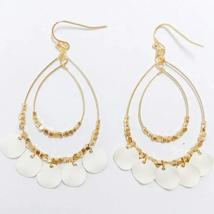 

Bohemian Double Layer Disc Drop Earrings For Women Fashion Geometric Round Pendant