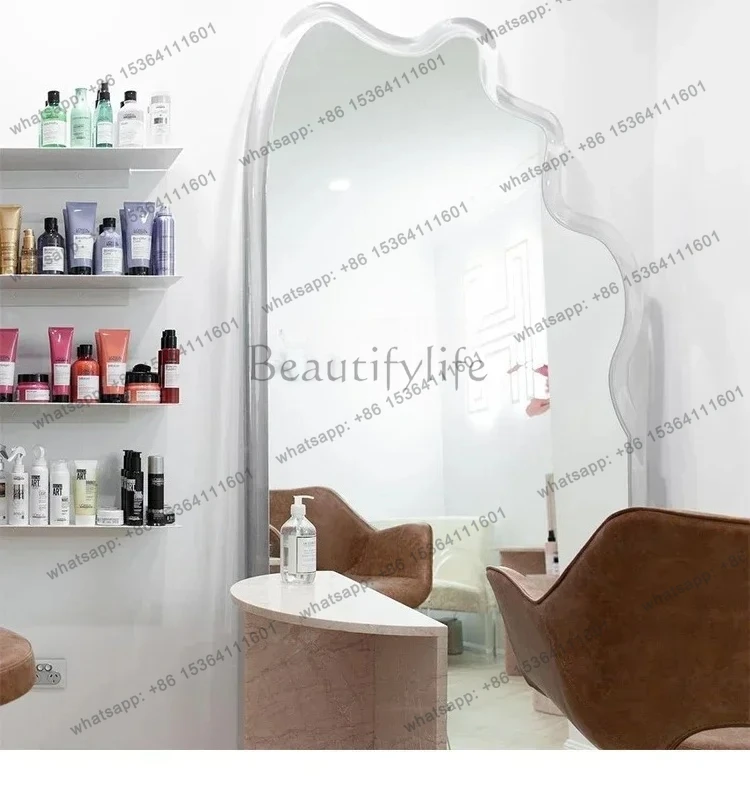 Nordic light luxury special-shaped full-body mirror clothing store fitting mirror acrylic hemming home full-length mirror
