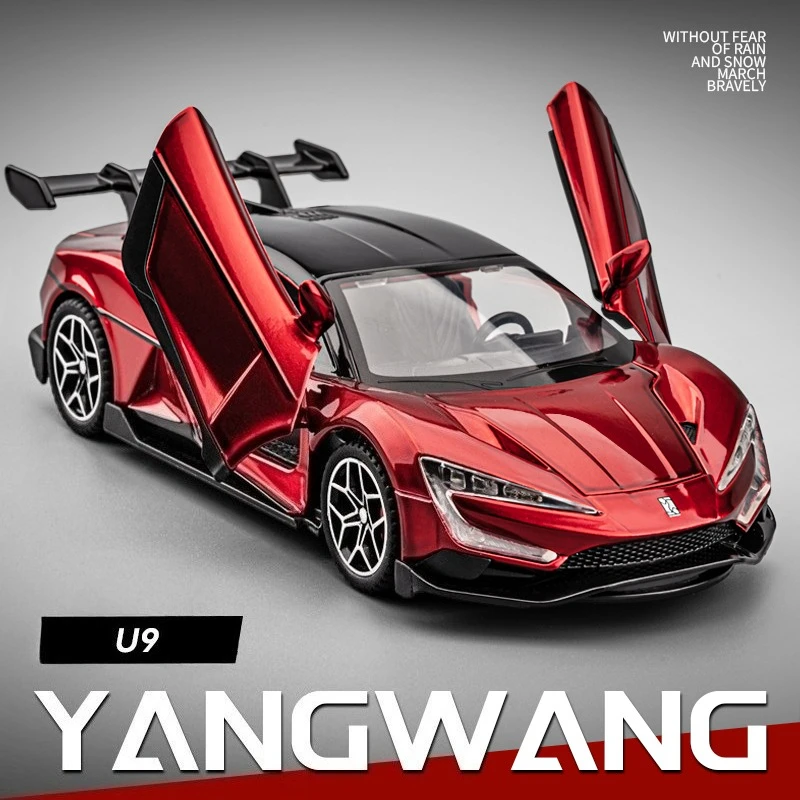 محاكاة 1:32 BYD انظر إلى U9 Supercar سبيكة نموذج معدني دييكاست مصغرة Voiture الصوت ضوء الصبي لعبة سيارة هدية عيد ميلاد