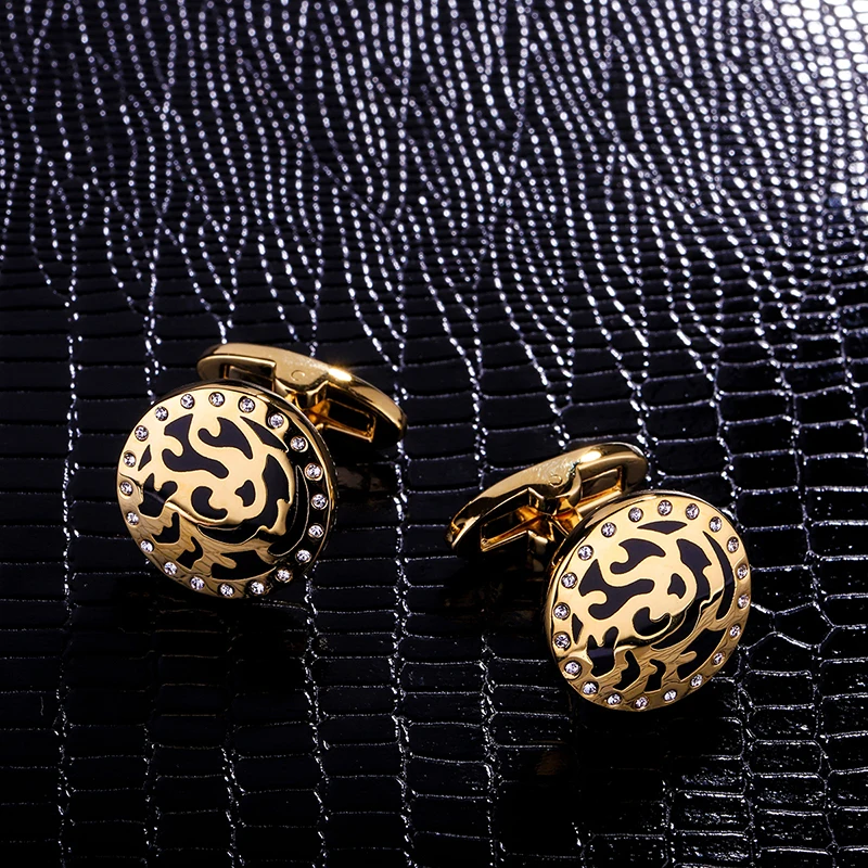 KFLK Jewelry French shirt cufflinks for mens Brand Round Cuff links Luxury Wedding Button Gold-color High Quality guests