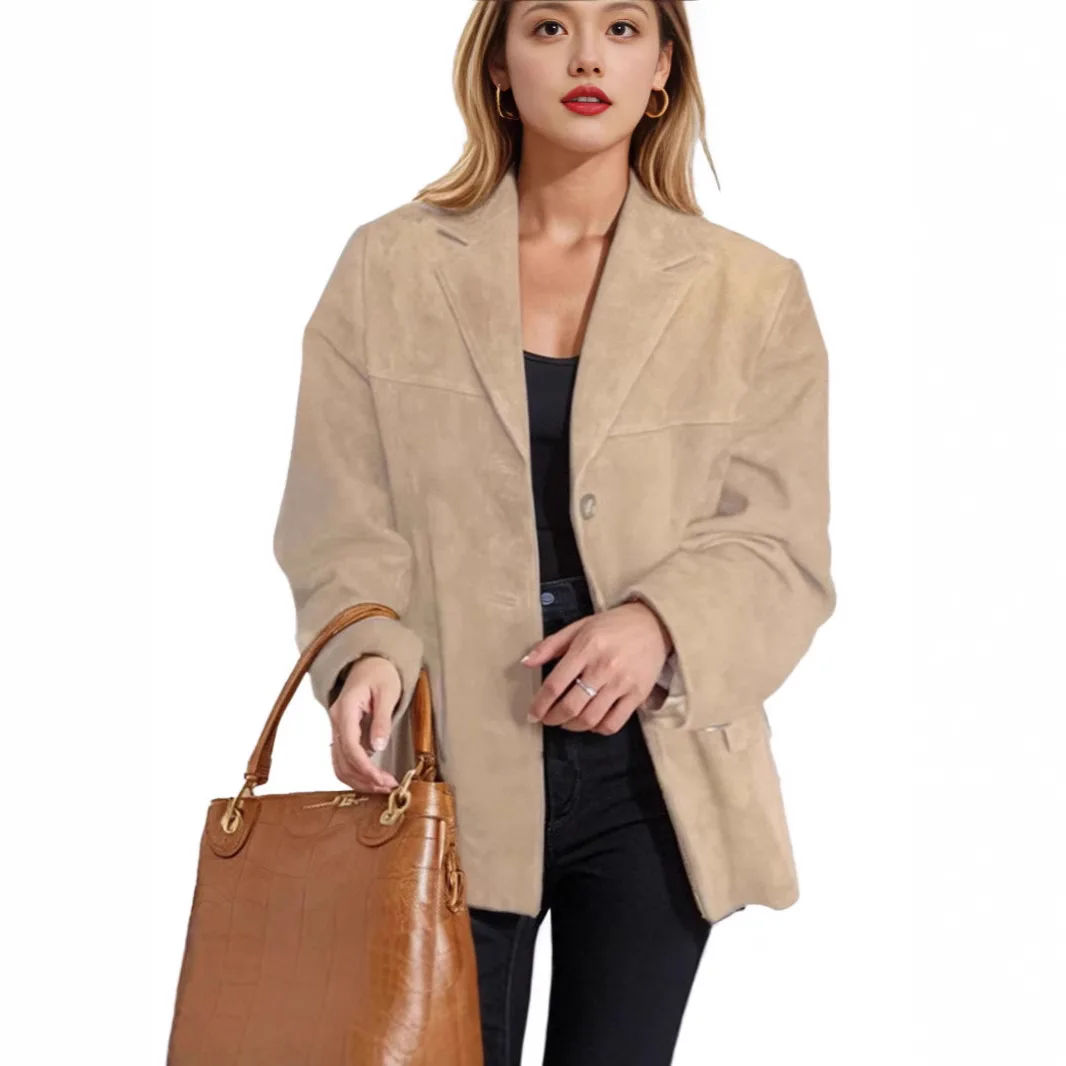 Women's Jackets 2025 New Autumn Women's Clothing Temperament Retro Brown Loose Pocket Long-sleeved Suit Jacket For New Outerwear