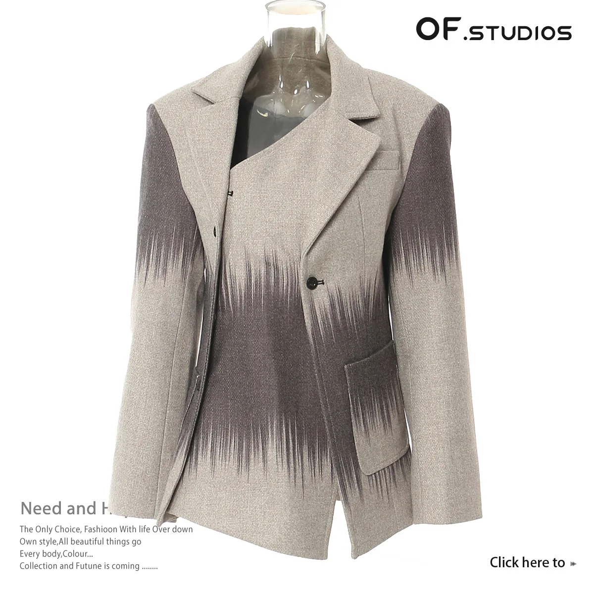 

OF.STUDIOS 2024 Winter New England Printing Fashion Casual Thick Tweed Jacket Women