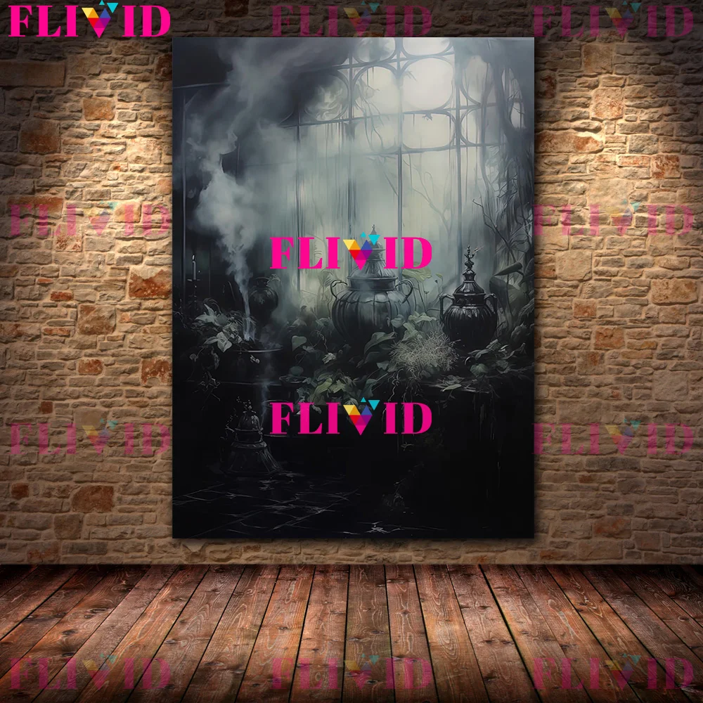 حديقة ويتشي أوراق خضراء طبيعة. الزهور والنباتات مجردة جدار الفن الطباعة، وثنية تحت عنوان الظلام الأكاديمية الفن ملصق طباعة ديكور