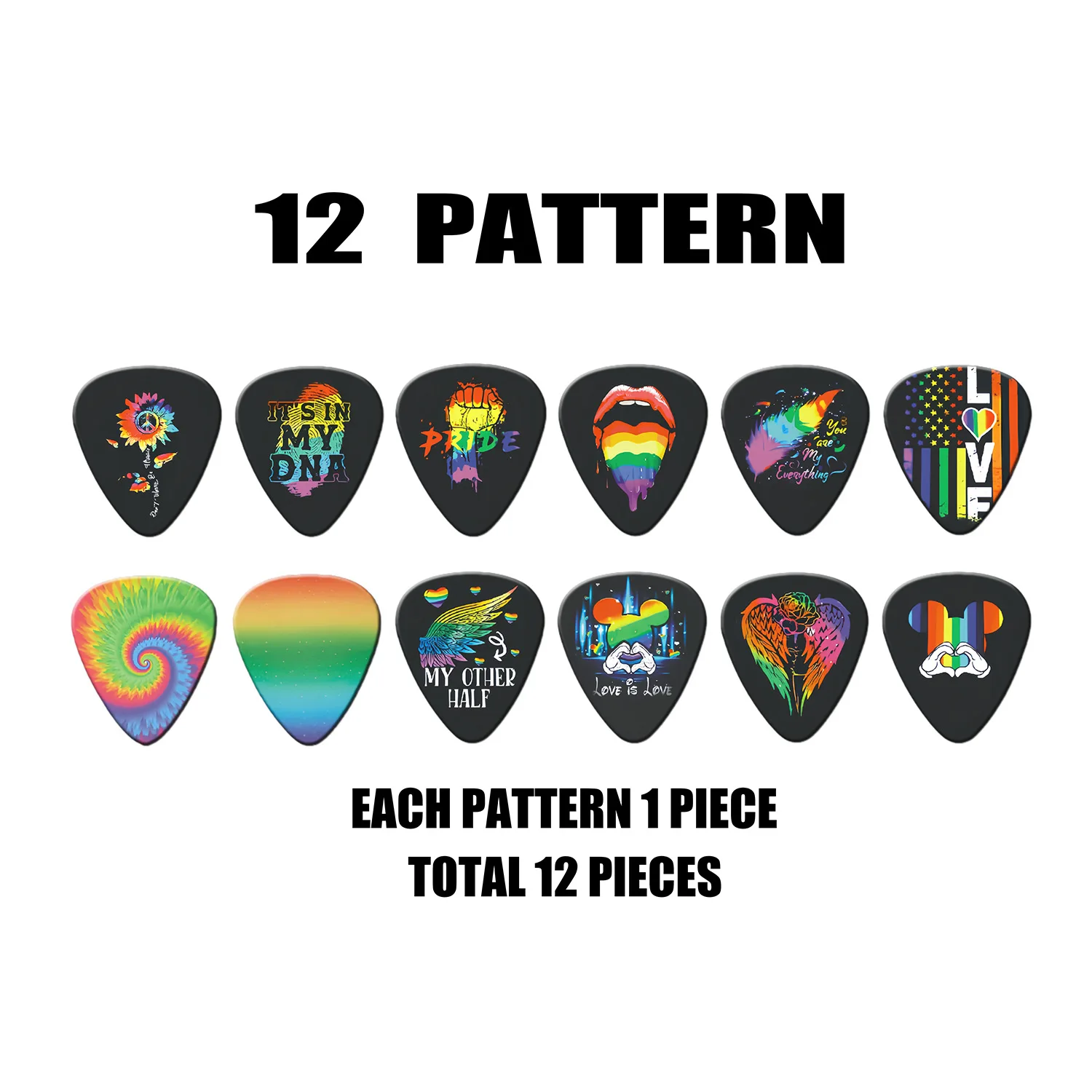 12 Pieces Guitar Picks 0.46mm 0.71mm 0.96mm Plectrum 6 Thickness ABS Premium for Acoustic Electric Guitar Bass Ukulele - view 2