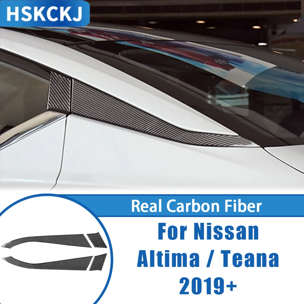 

Carbon Fiber Rear Window Trangle Decals Car Accessories Interior Cover Trim Modification Sticker For Nissan Altima Teana 2019+