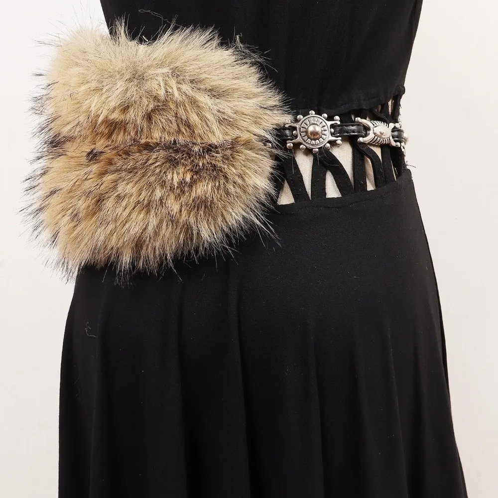 

PU Leather Leather Fur Belt Spicy Girl Style Faux Fur Plush Belt Korean Style Jeans Decor Furry Waistband Dress Decoration