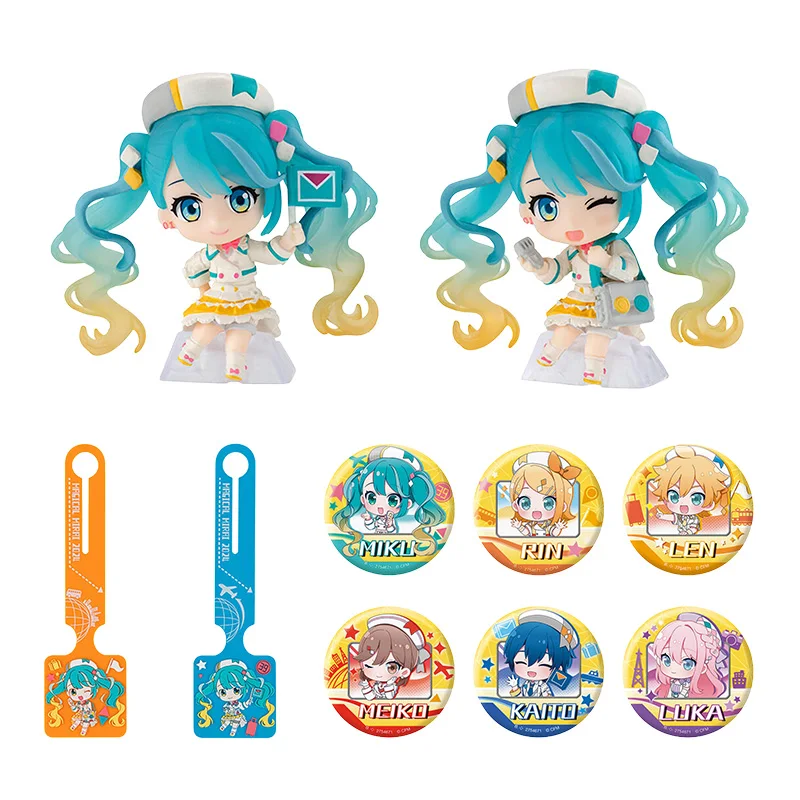 Bandai Hatsune Miku 2024 Twisted Egg Reward Toy Miku Kagamine Rin/Len Q Edition Bar Badge Model Collection Toy Gifts