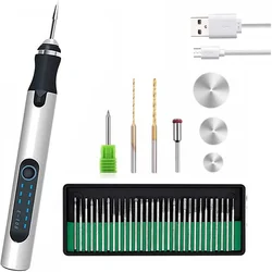 Pluma de grabado profesional personalizada por USB, pluma de grabado recargable inalámbrica, herramienta de grabado para Metal, 30 Bits